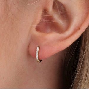 Gold Pave Huggie Single Earring